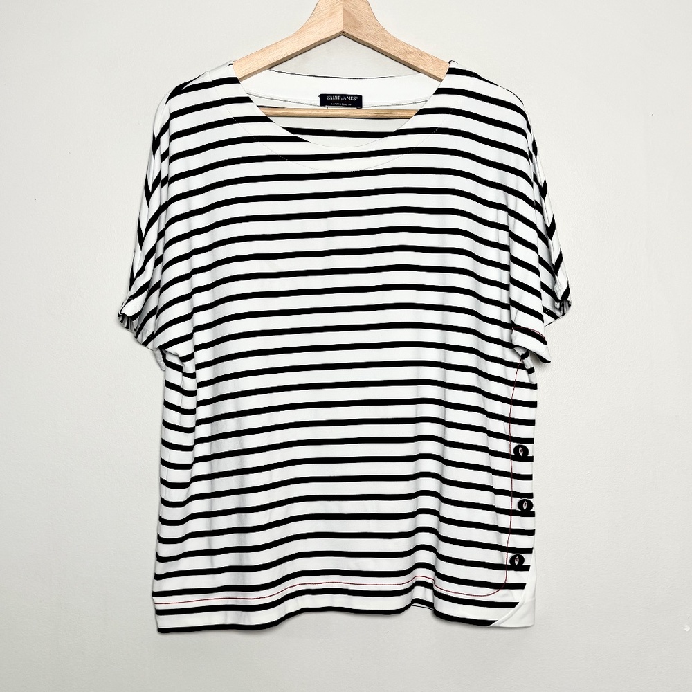 Saint James Black and White Striped Top